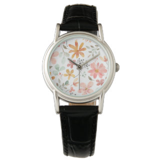 Aquarell-Blumenmuster Armbanduhr