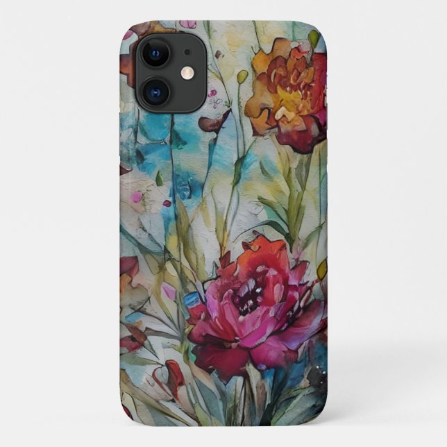 Aquarell Blumenmuster Case-Mate iPhone Hülle (Rückseite)