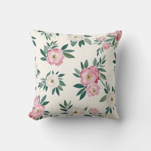 Aquarell-Blumenmuster – Flachdesign Kissen