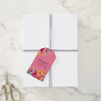Aquarell-Blumenmuster | Moderne Floral Geschenkanhänger