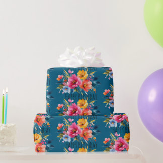 Aquarell-Blumenmuster | Moderne helle Blumenmotive Geschenkpapier