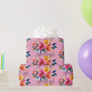 Aquarell-Blumenmuster | Moderne helle Blumenmotive Geschenkpapier