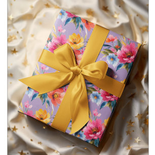 Aquarell-Blumenmuster Moderne helle Blumenmotive Geschenkpapier