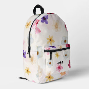 Aquarell-Blumenmuster & sanfter Pastellhintergrund Bedruckter Rucksack