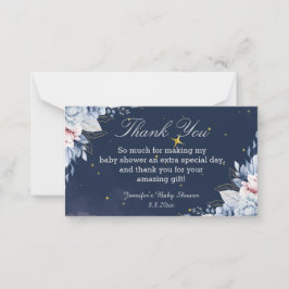 Aquarell Blumennavy Danke Baby Dusche Mitteilungskarte