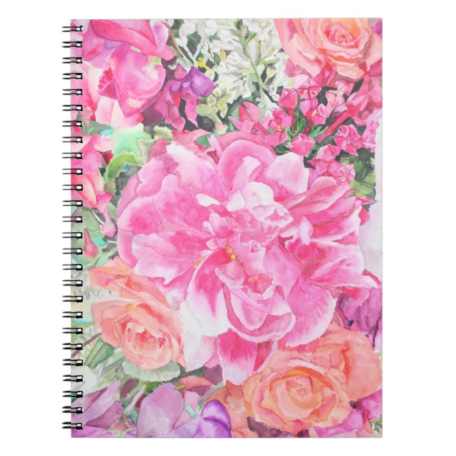 Aquarell-Blumennotizbuch Notizblock (Vorderseite)