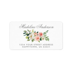 Aquarell-Blumenrosa erröten silberne Adresse Adressaufkleber