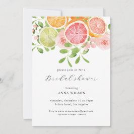 Aquarell Blumenrosa Grünes Brautparty Einladung