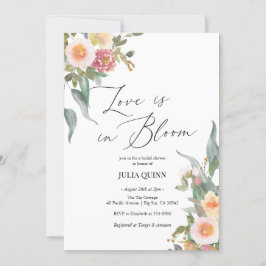 Aquarell Blumenrosa Grünes Brautparty Einladung