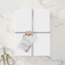 Aquarell Blumenrosa Grünes Brautparty Geschenkanhänger