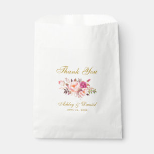 Aquarell-Blumenrosa-Scham-Goldene-Hochzeits-Danksa Geschenktütchen