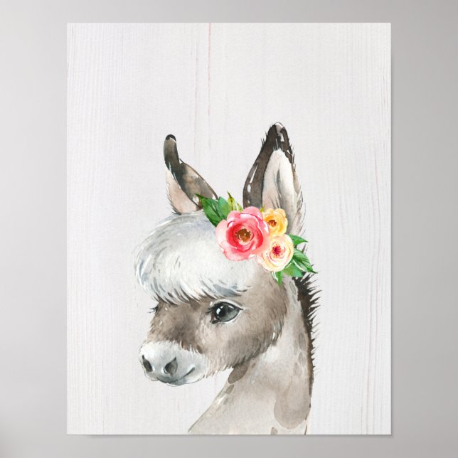 Aquarell Blumenstrauß Bauernhof Art Poster (Vorne)