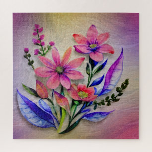 Aquarell-Blumenstrauß, farbenfroher Hintergrund   
