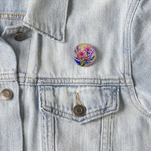 Aquarell-Blumenstrauß, farbenfroher Hintergrund    Button