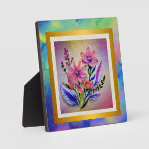 Aquarell-Blumenstrauß, farbenfroher Hintergrund Fotoplatte