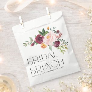 Aquarell-Blumenstrauß-Herbst-Braut-Brunch Geschenktütchen