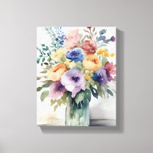Aquarell-Blumenstrauß-Malerei Leinwanddruck
