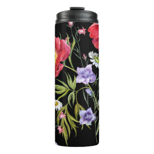 Aquarell-Blumenstrauß: Nahtloses Muster Thermosbecher