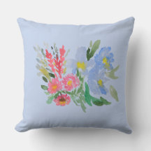 Aquarell-Blumenstrauß-Wurfkissen