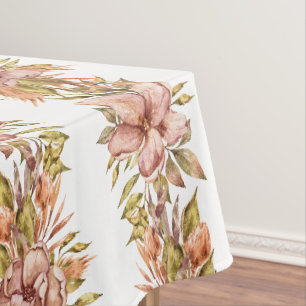 Aquarell-Blumenstreifenmuster in Rosa und Grün Tischdecke