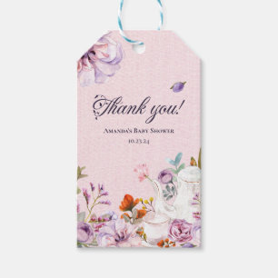 Aquarell Blumentee Party Babydusche Danke Geschenkanhänger