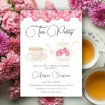 Aquarell-Blumentee-Party-Brautjunggesellinnenabsch