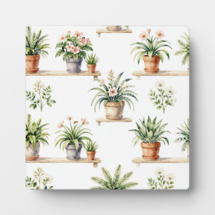 Aquarell-Blumentopf-Regal-Muster Fotoplatte