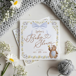 Aquarell Blumenwald Bärenjunge Serviette