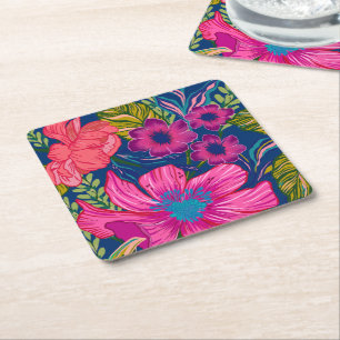 Aquarell-blumige und botanische rosa Bridal Shower Rechteckiger Pappuntersetzer