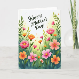 Aquarell-Blüten Grußkarte Mutter Karte