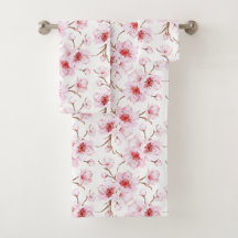 Aquarell-Blüten-Kirschblüten Rosa Weiß