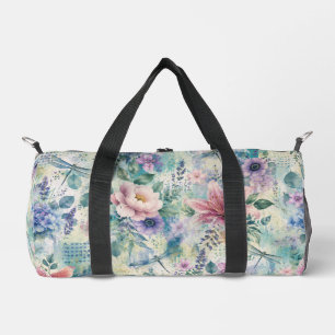Aquarell-Blüten-Libellen-Muster Duffle Bag