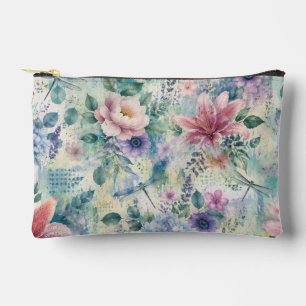 Aquarell-Blüten-Libellen-Muster Zubehörtasche
