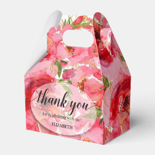 Aquarell-Blüten-Rosa Pfingstrosen-Junggesellinnen- Geschenkschachtel