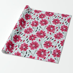 Aquarell-Blüten-Rote-Blumen-Geschenkpapier Geschenkpapier