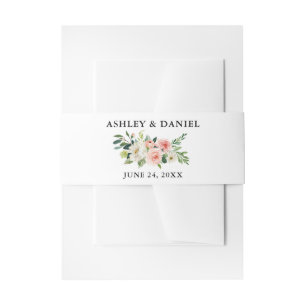 Aquarell Blütenrosa Rosa Rosa Elegante Hochzeit Einladungsbanderole