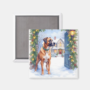 Aquarell Boerboel Bauernhoftor Weihnachten Magnet