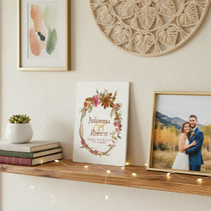 Aquarell Boho Blumen Hochzeits Erinnerung Fotoplatte