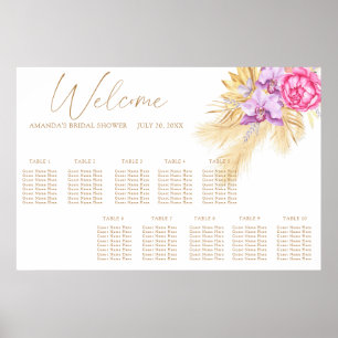 Aquarell-Boho-Blumen-Hochzeitssitzplan Poster