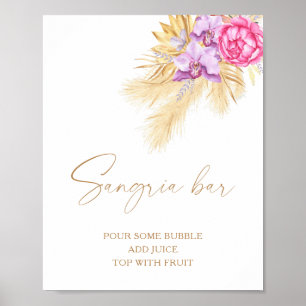 Aquarell-Boho-Blumen - Sangria-Bar Poster