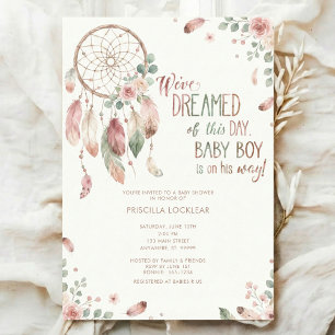 Aquarell-Boho-Blumen-Traumfänger-Baby-Shower Einladung