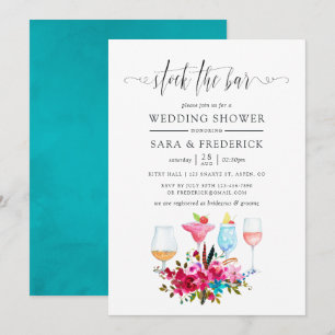 Aquarell Boho Chic Floral Stock the Bar Einladung