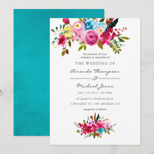 Aquarell Boho Chic Florale Hochzeit Einladung