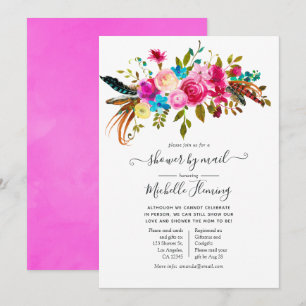 Aquarell Boho Chic Florales Babyshower per Post Einladung