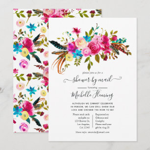 Aquarell Boho Chic Florales Babyshower per Post Einladung