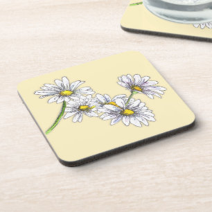 Aquarell Boho Floral Daisy Creme Weihnachtsgeschen Getränkeuntersetzer