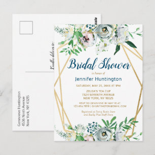 Aquarell-Boho-Floral-Hochzeitsduscheinladung Postkarte