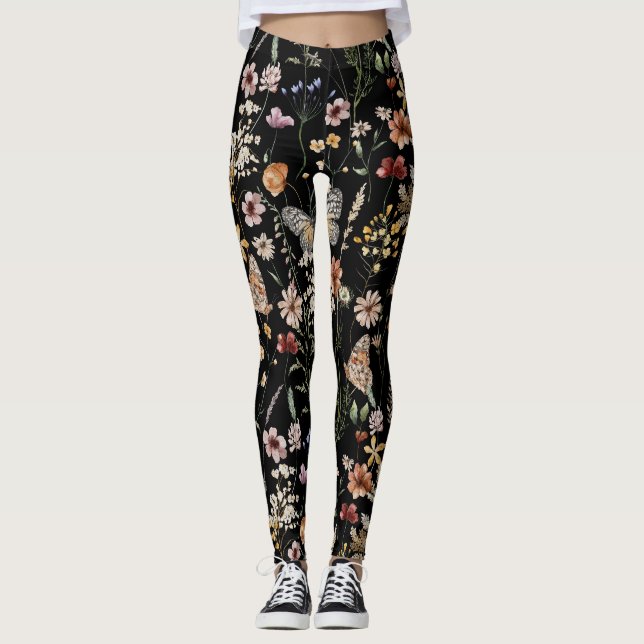Aquarell Boho Floral  Leggings (Vorderseite)