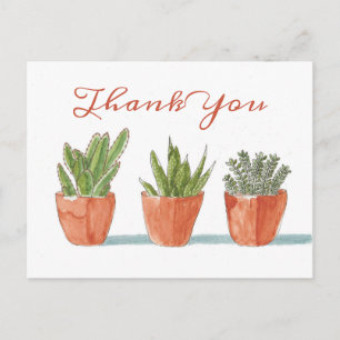 Aquarell Boho Kaktus Dankeschön Rücksendeadresse Postkarte