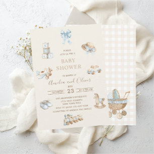 Aquarell Boho-Kinderzimmer Junge Baby-Party Einladung